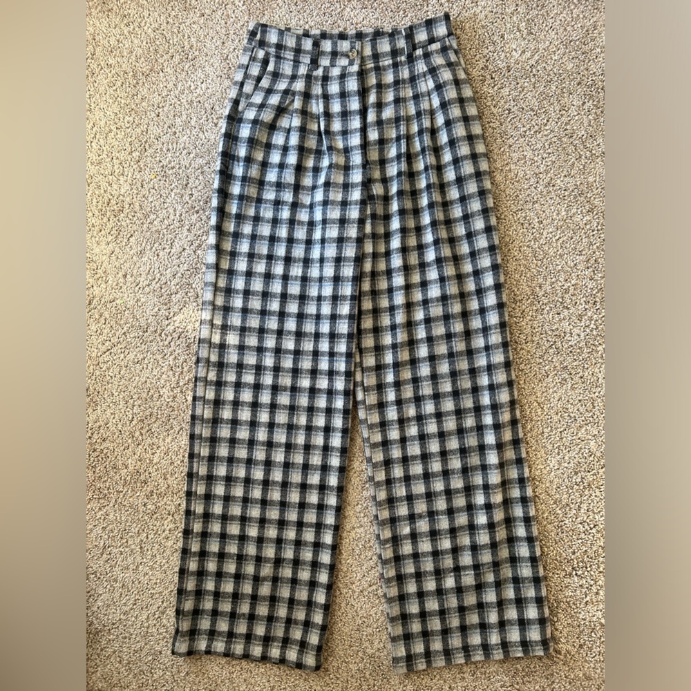 NWT HYFVE Plaid Trouser Pants Black Gray Women's Size Small Maude Boutique  Zip